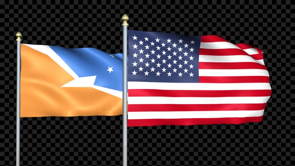 Tierra Del Fuego Province   Argentina And United States Two Countries Flags Waving alt