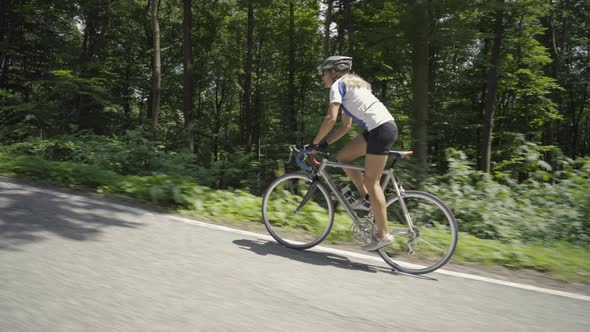 Video Woman on Racing Bike on Street
