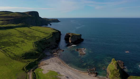 Aerial View of the Great Pollet Sea Arch Fanad Peninsula County Donegal Ireland alt