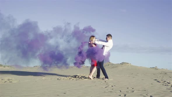 Lovers with Colored Smoke
