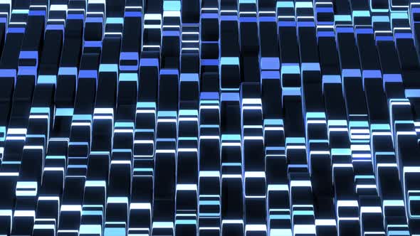 Abstract Looped Background with Blocks Like Plates Keys or Sticks in a Rows on Plane Like Light alt