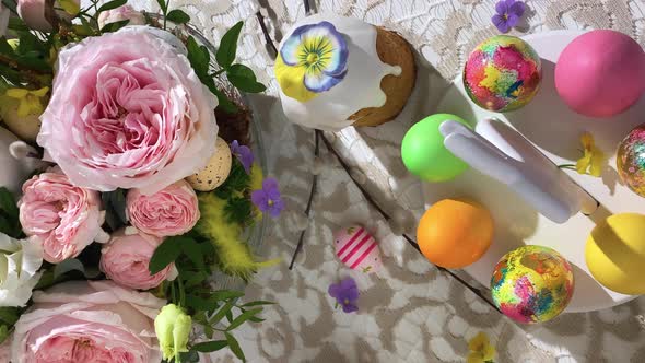 Vertical view. Festive Easter table setting.