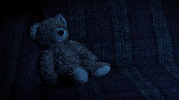 Passing Teddy Bear On Sofa In The Dark alt