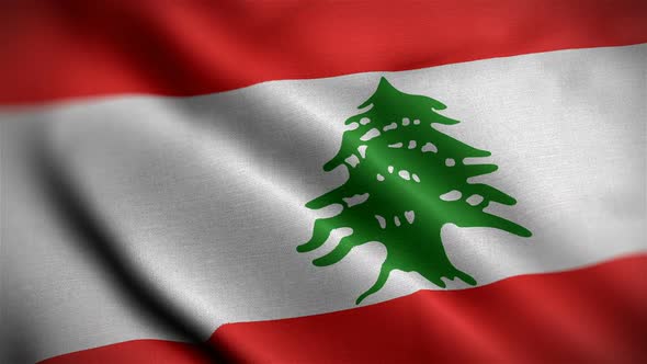 Lebanon Flag Closeup Blowing In Wind alt