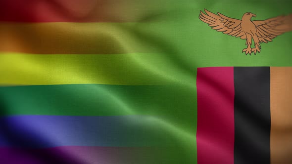 LGBT Zambia Flag Loop Background 4K