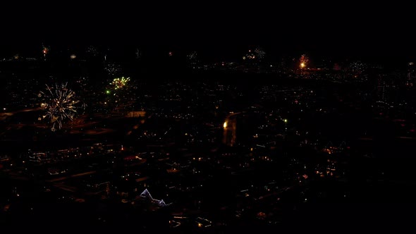 Amazing Fireworks Display In Iceland - aerial shot alt