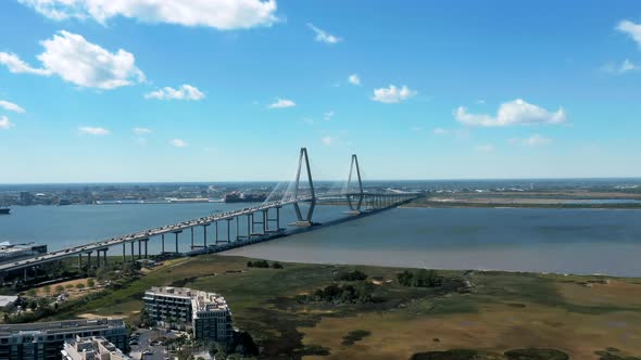 Timelapse Of Arthur Ravenel Jr. Bridge At Daytime In Mount Pleasant, South Carolina, USA alt