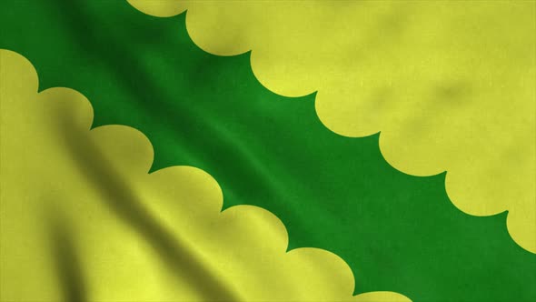 Vega Baja Flag City of Puerto Rico Waving in Wind alt