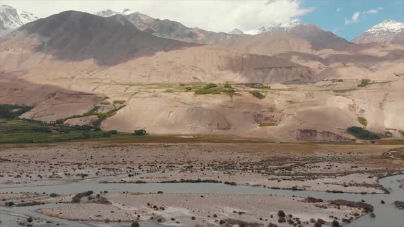 View of the Pamir, Afghanistan and Panj River Along the Wakhan Corridor alt