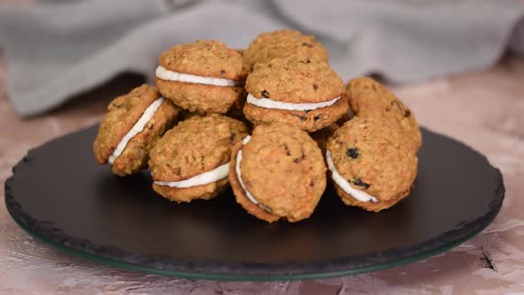 Carrot Cake Sandwich Cookies With Cream Cheese Filling