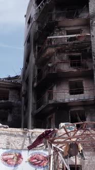 Vertical Video of a Wartorn House in Ukraine alt