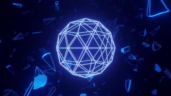 Spinning Neon Wireframe Ball Loop