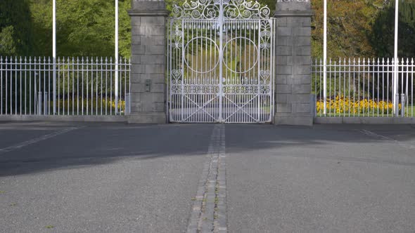 Sovereign gates of Aras an Uachtarain President house Ireland Dublin alt
