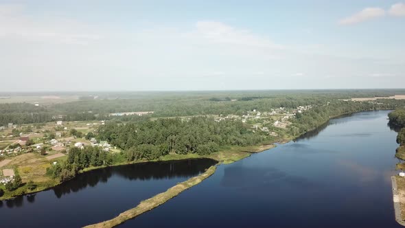 Beautiful Landscape Of The River Western Dvina And The Village Of Verkhovye alt