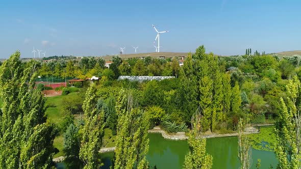 Houses and Windmills in Greenery alt