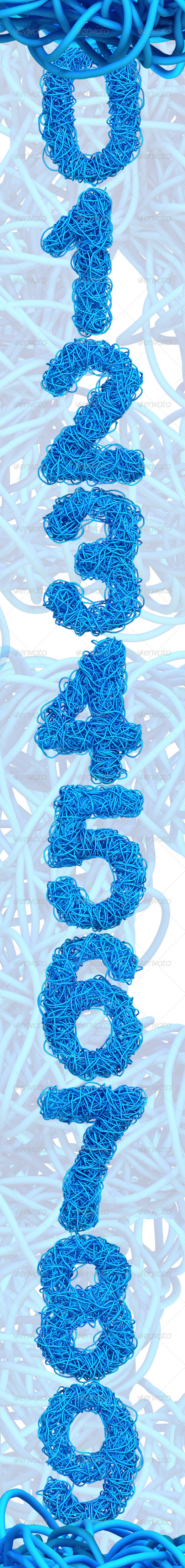Blue Cable Number - Text 3D Renders