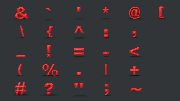 3D Keyboard symbols