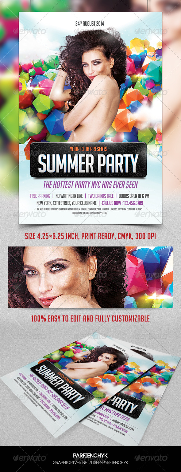 Summer Party Flyer Template - Clubs & Parties Events