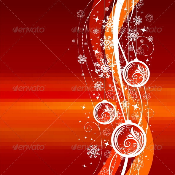 Christmas Ornate Illustration With Holiday Baubles - Christmas Seasons/Holidays