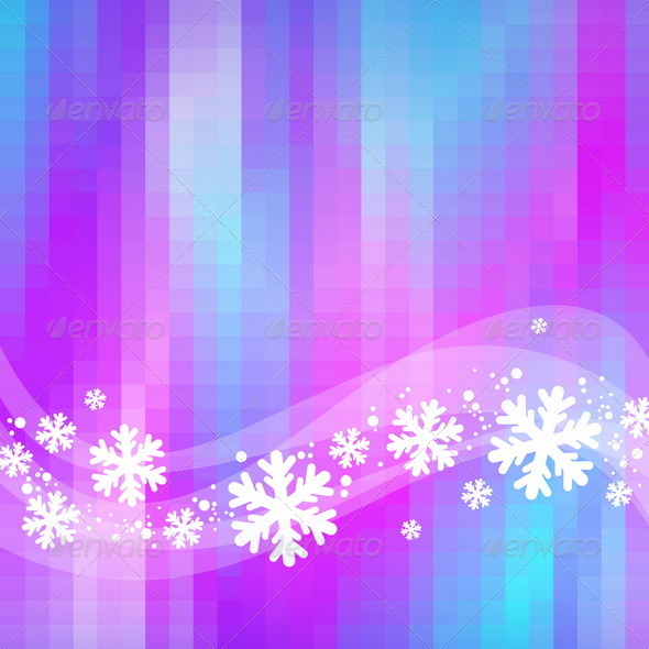 Winter Abstract Background - Snowflakes and Waves - Seasons/Holidays Conceptual