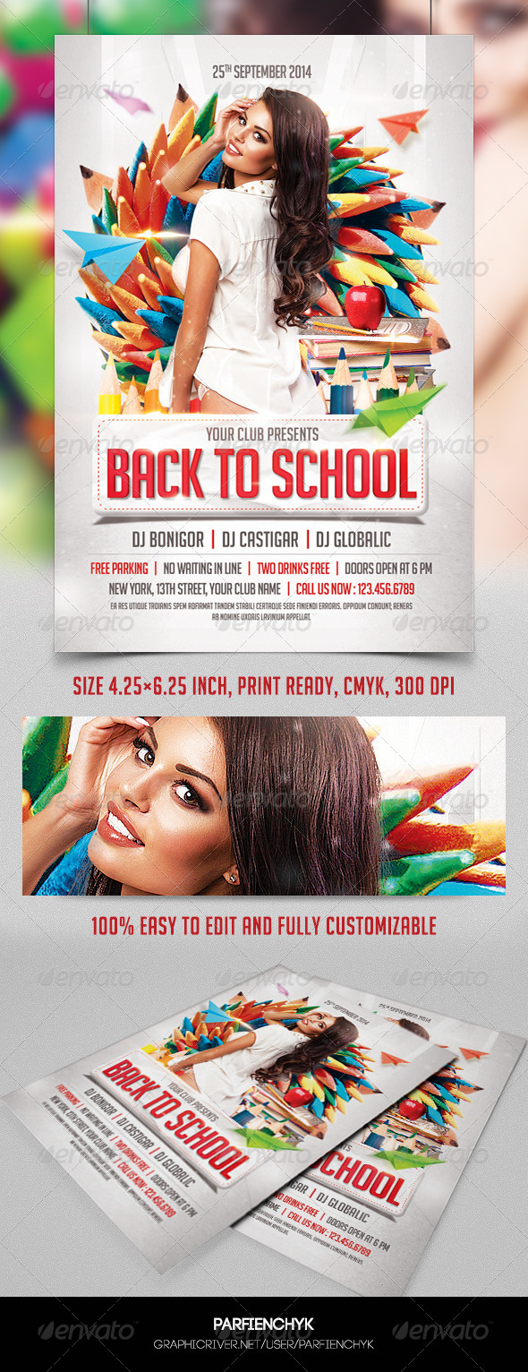 Back to School Party Flyer Template - Clubs & Parties Events