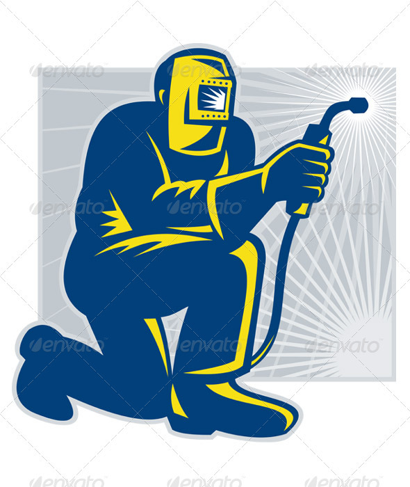 Welder Fabricator Welding Kneeling - People Characters