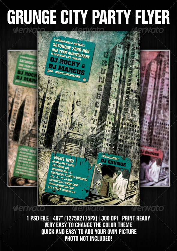 Grunge City Party Flyer - Clubs & Parties Events