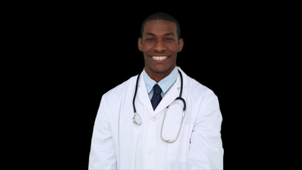 Happy Young Doctor Showing Camera An Apple 2