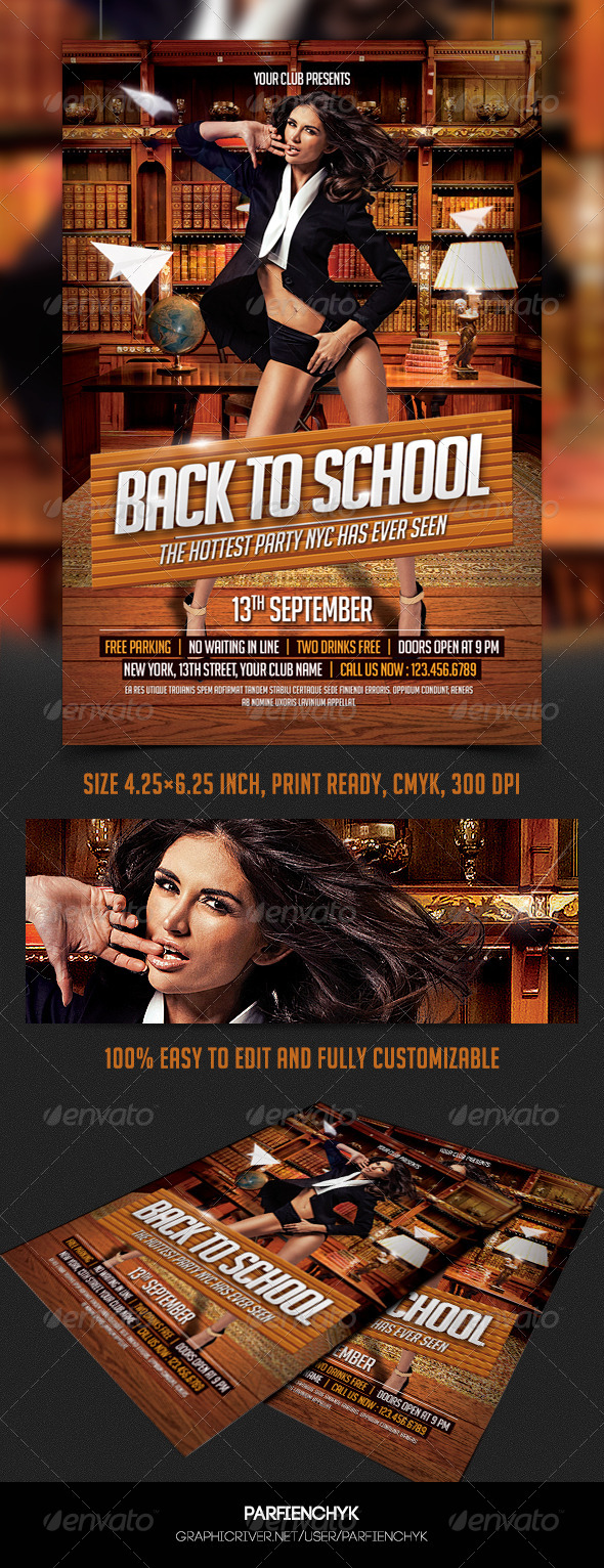 Back to School Party Flyer - Clubs & Parties Events