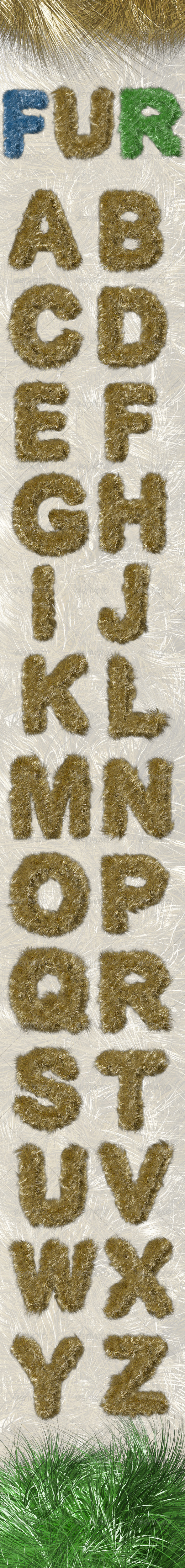 Fur Alphabet - Text 3D Renders