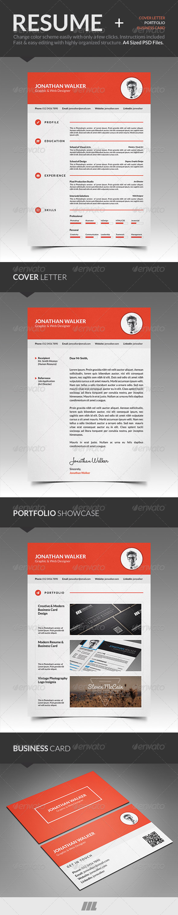 Clean Resume With Business Card - Resumes Stationery