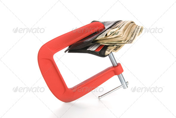 Wallet clamped shut - Stock Photo - Images