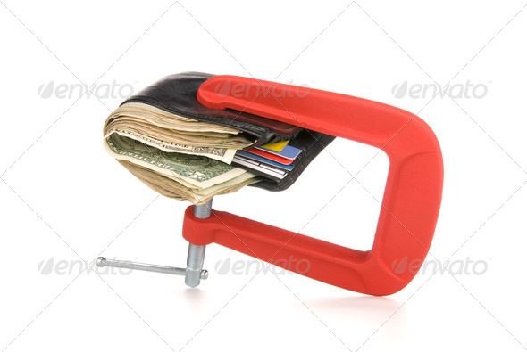 Wallet clamped shut - Stock Photo - Images