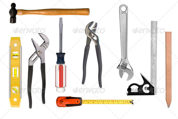 Carpentry tool montage - Stock Photo - Images