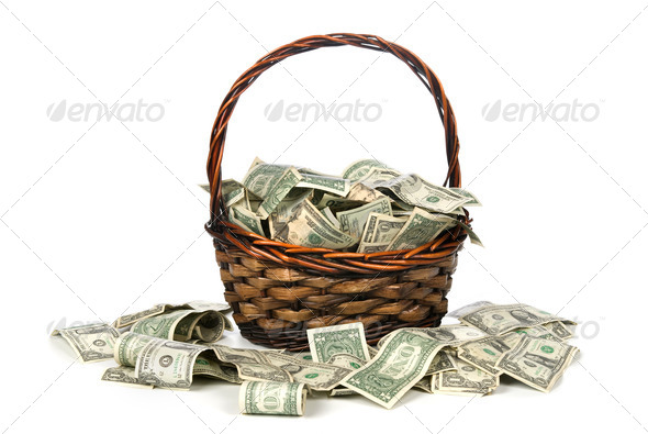 Basket of cash - Stock Photo - Images