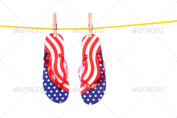 Fourth of July flip flops - Stock Photo - Images