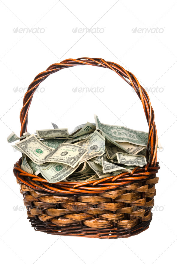 Basket full of cash - Stock Photo - Images