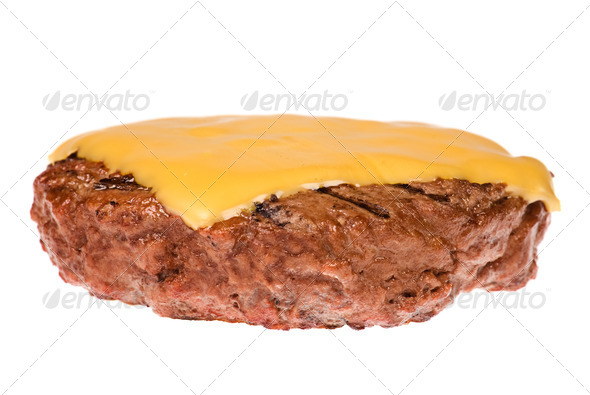 Hamburger patty with cheese - Stock Photo - Images