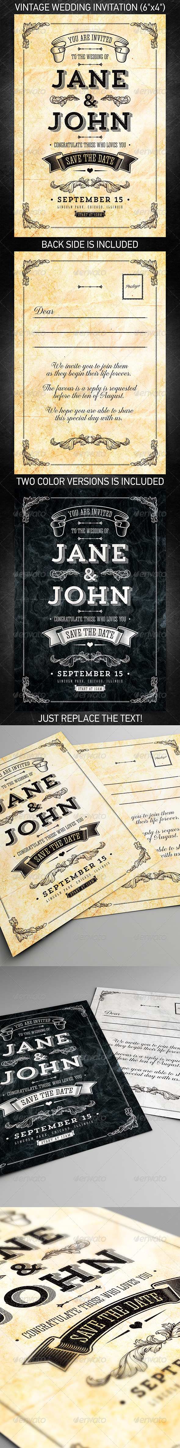 Vintage Wedding Invitation vol.2 - Weddings Cards & Invites