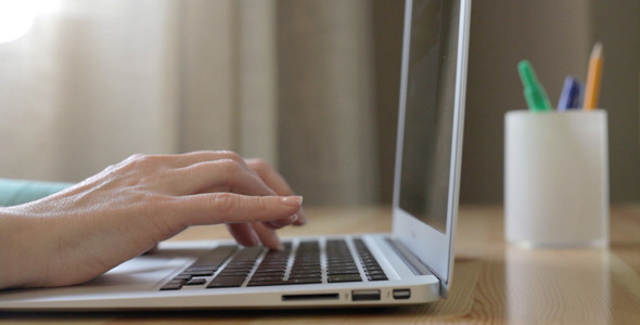 Typing Girl On The Laptop alt