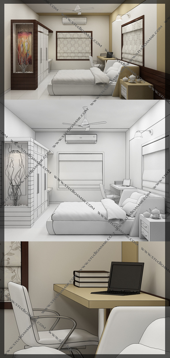 Realistic Bed Room - 3Docean 8539680
