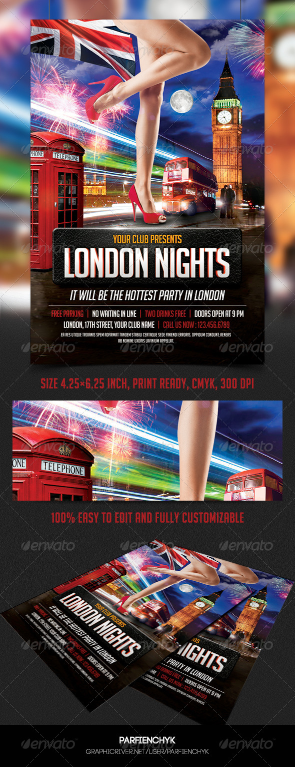 London Nights Party Flyer Template - Clubs & Parties Events
