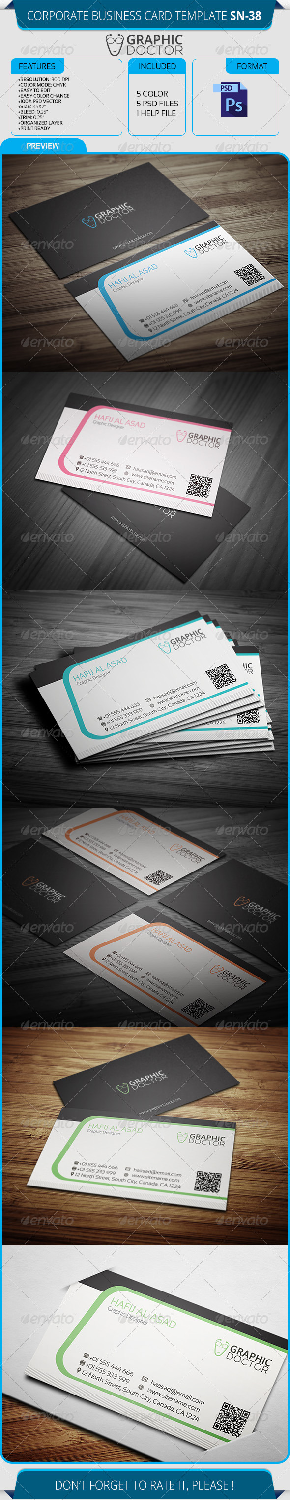 Corporate Business Card Template SN-38 - Corporate Business Cards
