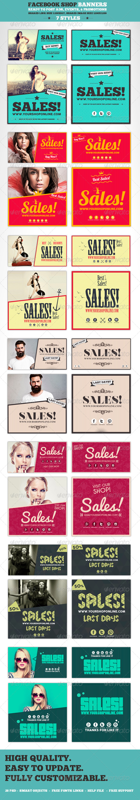 Facebook Post Banners - Banners & Ads Web Elements