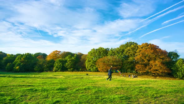 Autumn landscape at Parliament Hill in Hampstead Heath park, London, England, UK