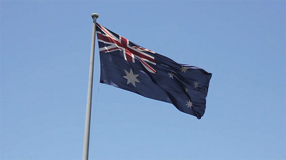 Large Australian Flag Slow Motion