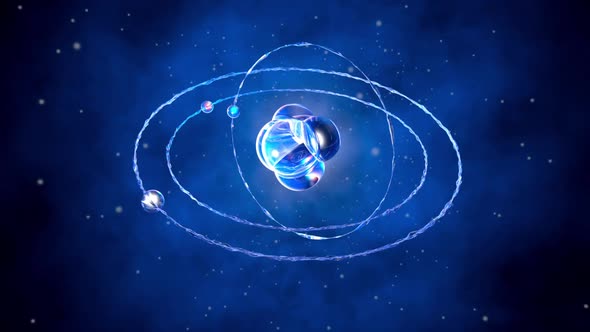 Animation of a Atomic core with orbiting particles