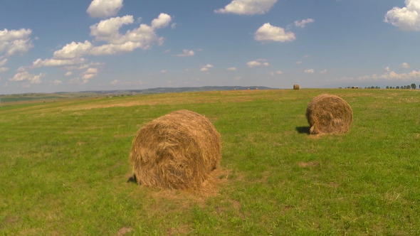 Aerial View Of Field Bales