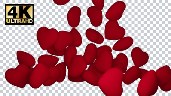 3D Hearts Transition With Transparent Background Alpha Channel 4K 