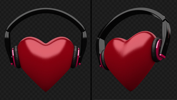 Beating Heart With DJ Headphones (3-Pack)